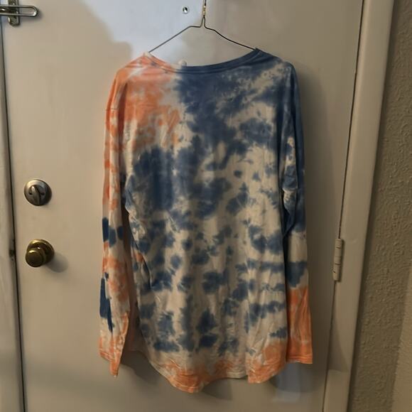 PacSun Scallop Fit Tie Dye Hoodie Blue/Orange L Beach Casual Boho Unisex Skater - Picture 4 of 11